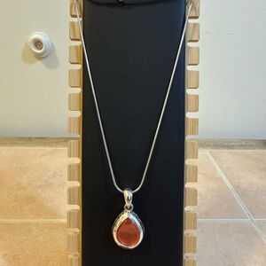 Vintage Teardrop Pendant 925 Sterling Silver Necklace 24In 24.5g